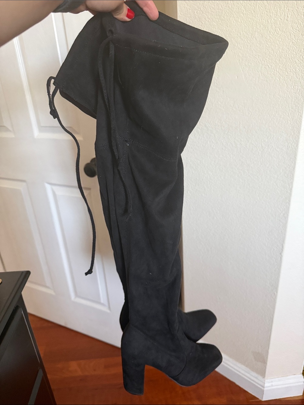 Black Over-the-Knee Block Heel Boots - Women's